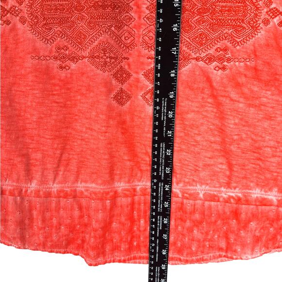Womens Top Large Red Embroidered Geometric Boho Chic Peasant Hippie Tunic Casual - Picture 4 of 5